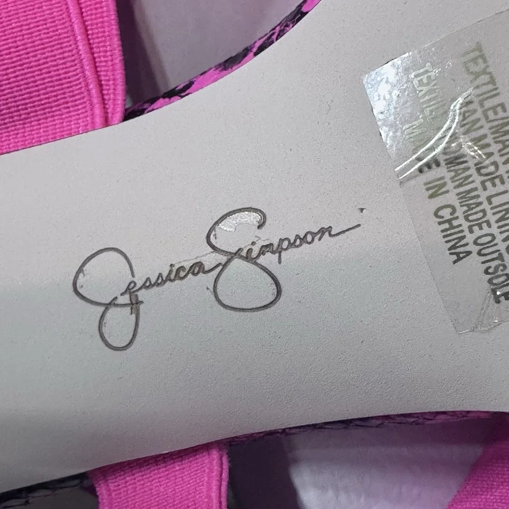 Jessica Simpson Jyra Heeled Sz 8.5 Pink Snake Elastic High Stiletto Heel‎ Pumps